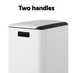 Cefito Pedal Bins Rubbish Bin Dual Compartment Waste Recycle Dustbins 40L White - Home & Garden > Kitchen Bins
