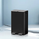 Cefito Pedal Bins Rubbish Bin Dual Compartment Waste Recycle Dustbins 60L Black - Home & Garden > Kitchen Bins