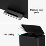 Cefito Pedal Bins Rubbish Bin Dual Compartment Waste Recycle Dustbins 40L Black - Home & Garden > Kitchen Bins