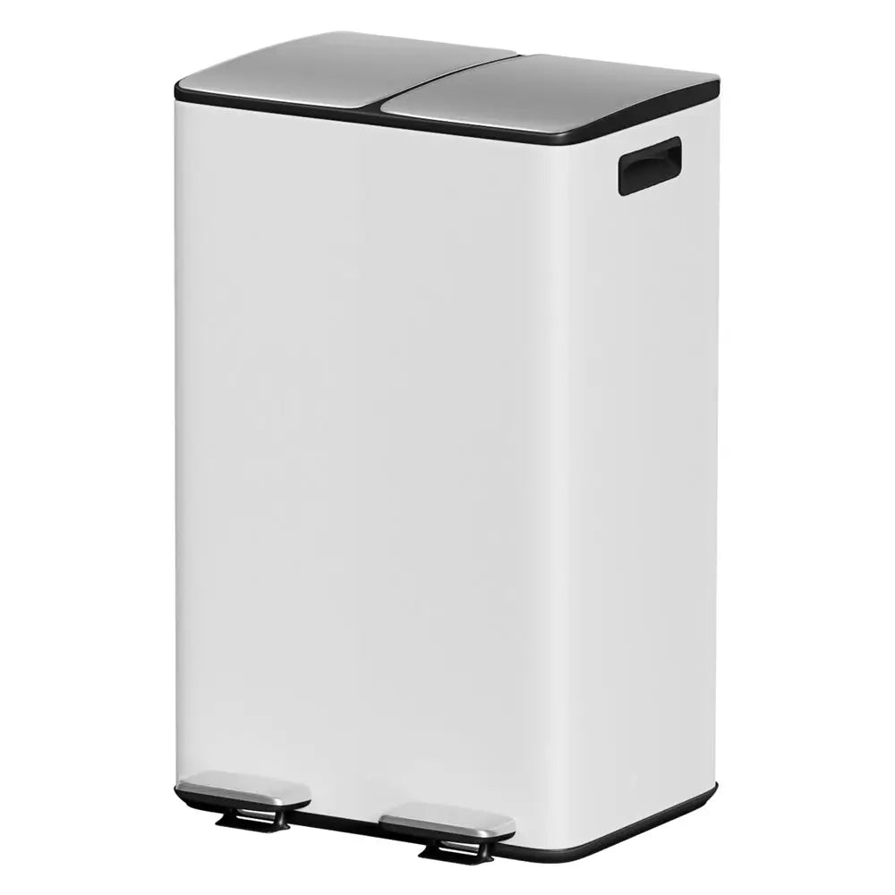 Cefito Pedal Bins Rubbish Bin Dual Compartment Waste Recycle Dustbins 60L White - Home & Garden > Kitchen Bins > Pedal