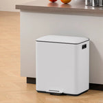 Cefito Pedal Bins Rubbish Bin Dual Compartment Waste Recycle Dustbins 40L White - Home & Garden > Kitchen Bins