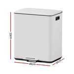 Cefito Pedal Bins Rubbish Bin Dual Compartment Waste Recycle Dustbins 40L White - Home & Garden > Kitchen Bins