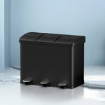 Cefito Pedal Bins Rubbish Bin Triple Compartments Waste Recycle Dustbins 45L - Home & Garden > Kitchen Bins