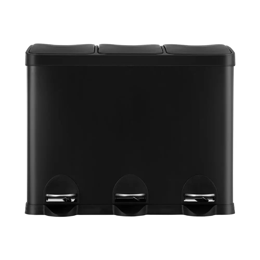 Cefito Pedal Bins Rubbish Bin Triple Compartments Waste Recycle Dustbins 45L - Home & Garden > Kitchen Bins