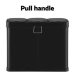 Cefito Pedal Bins Rubbish Bin Triple Compartments Waste Recycle Dustbins 45L - Home & Garden > Kitchen Bins