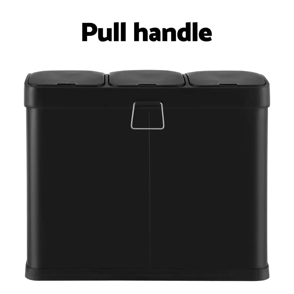 Cefito Pedal Bins Rubbish Bin Triple Compartments Waste Recycle Dustbins 45L - Home & Garden > Kitchen Bins