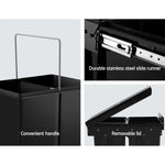 Cefito Pull Out Bin Kitchen Double Basket 2X15L Black - Home & Garden > Kitchen Bins