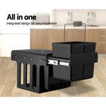 Cefito Pull Out Bin Kitchen Double Basket 2X15L Black - Home & Garden > Kitchen Bins