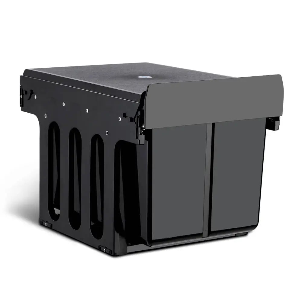 Cefito Pull Out Bin Kitchen Double Basket 2X15L Black - Home & Garden > Kitchen Bins