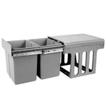 Cefito Pull Out Bin Kitchen Double Basket 2X15L Grey - Home & Garden > Kitchen Bins
