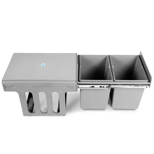 Cefito Pull Out Bin Kitchen Double Basket 2X15L Grey - Home & Garden > Kitchen Bins