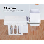 Cefito Pull Out Bin Kitchen Double Basket 2X15L White - Home & Garden > Kitchen Bins