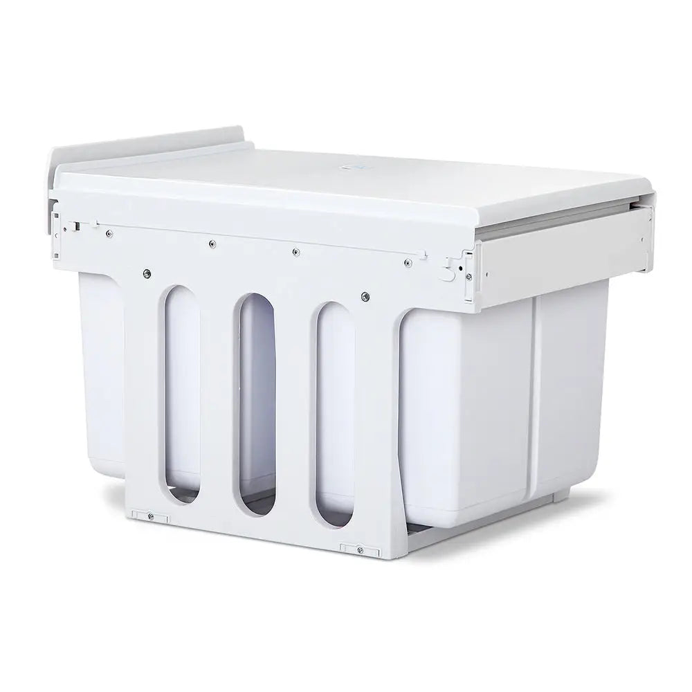 Cefito Pull Out Bin Kitchen Double Basket 2X15L White - Home & Garden > Kitchen Bins