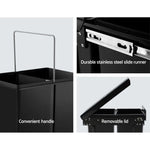 Cefito Pull Out Bin Kitchen Double Basket 2X20L Black - Home & Garden > Kitchen Bins