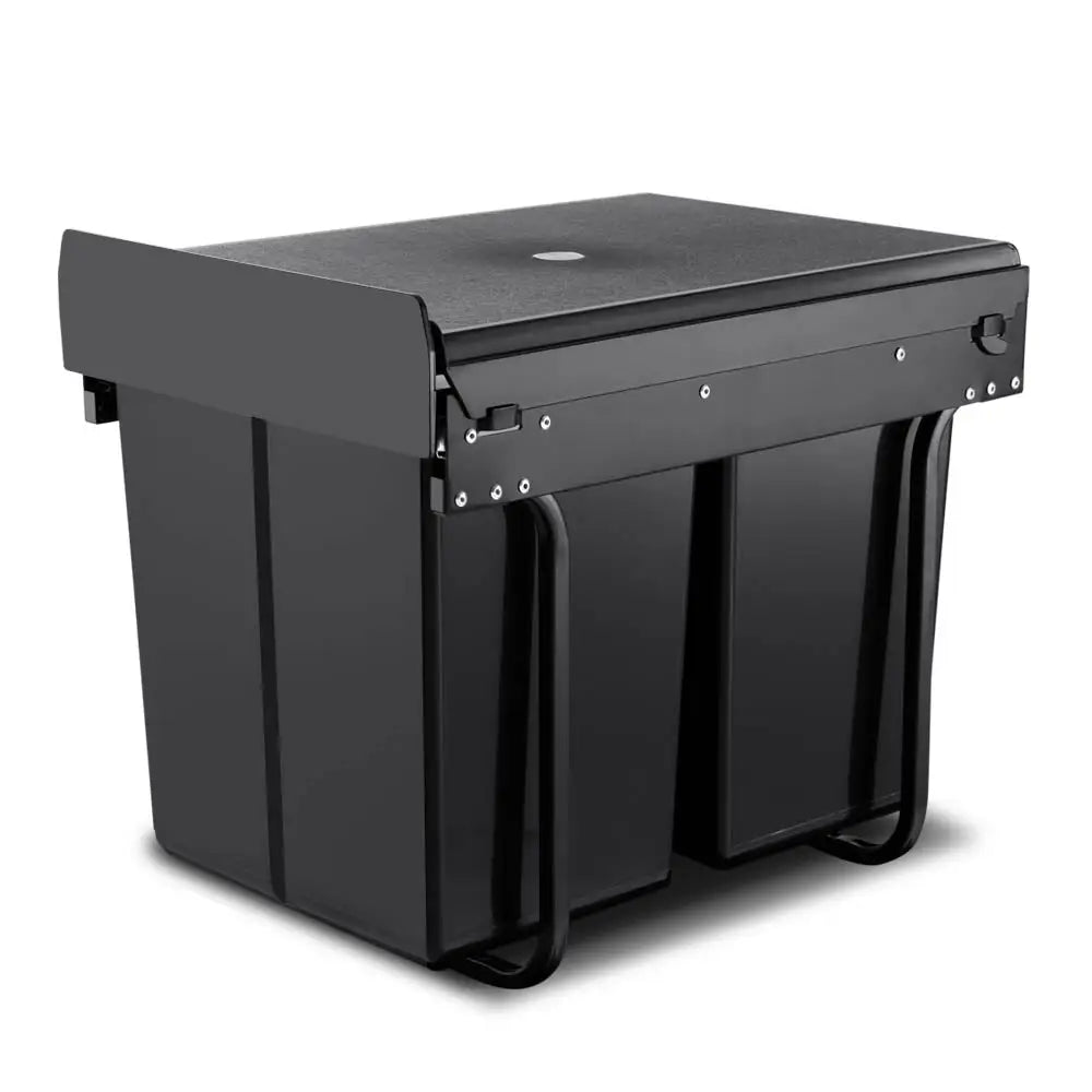 Cefito Pull Out Bin Kitchen Double Basket 2X20L Black - Home & Garden > Kitchen Bins