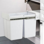 Cefito Pull Out Bin Kitchen Double Basket 2X20L White - Home & Garden > Kitchen Bins