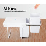 Cefito Pull Out Bin Kitchen Double Basket 2X20L White - Home & Garden > Kitchen Bins