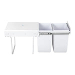 Cefito Pull Out Bin Kitchen Double Basket 2X20L White - Home & Garden > Kitchen Bins