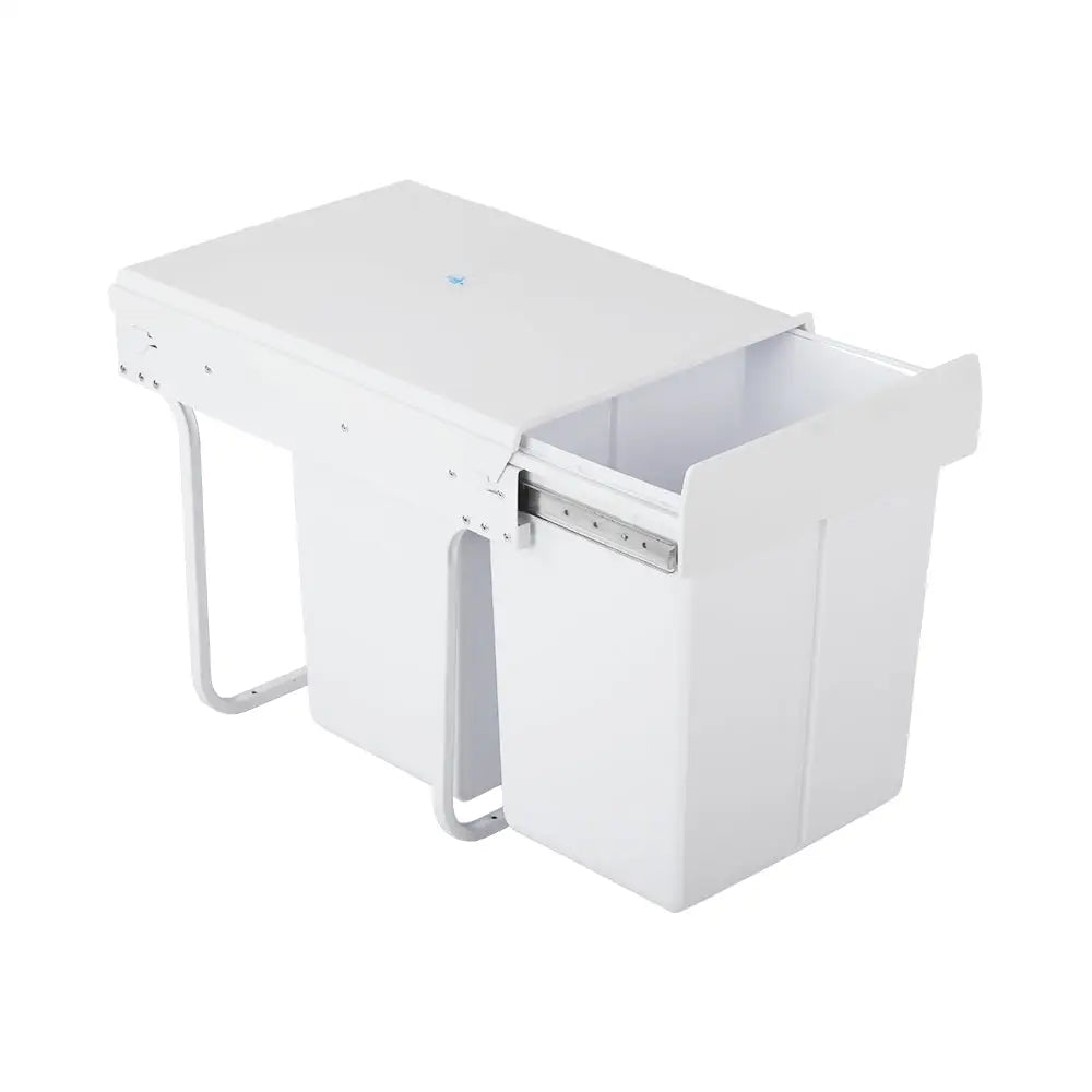 Cefito Pull Out Bin Kitchen Double Basket 2X20L White - Home & Garden > Kitchen Bins