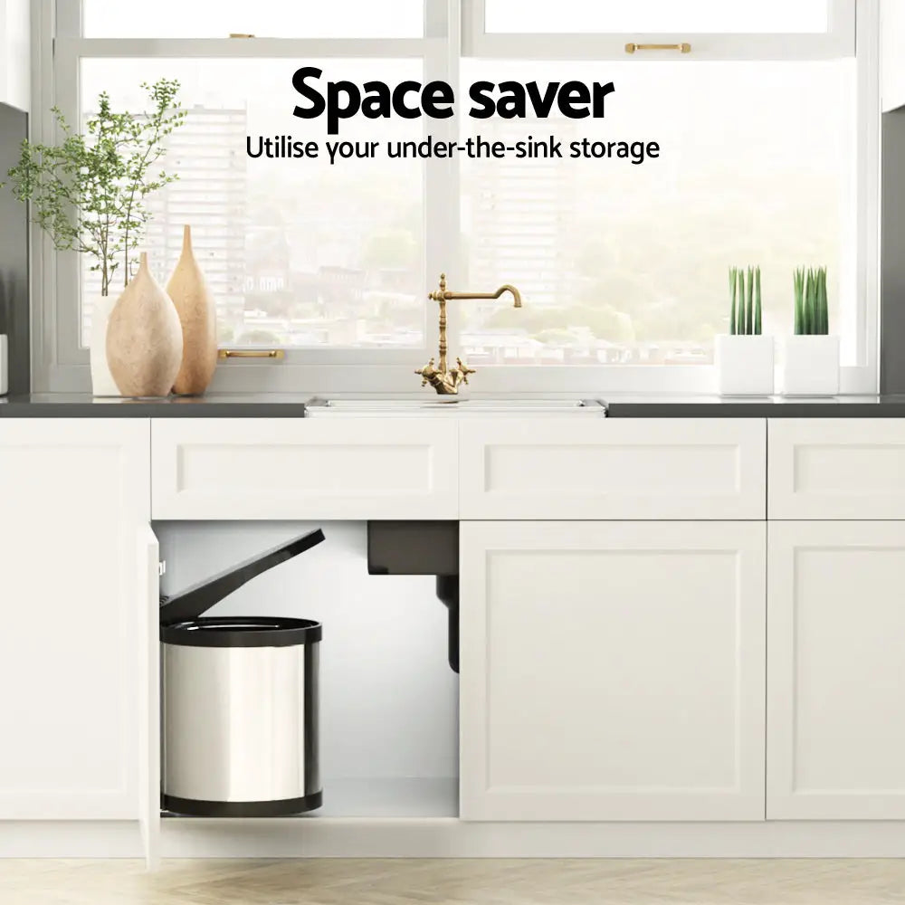 Cefito Pull Out Bin Swing Out Bins 12L - Home & Garden > Kitchen Bins
