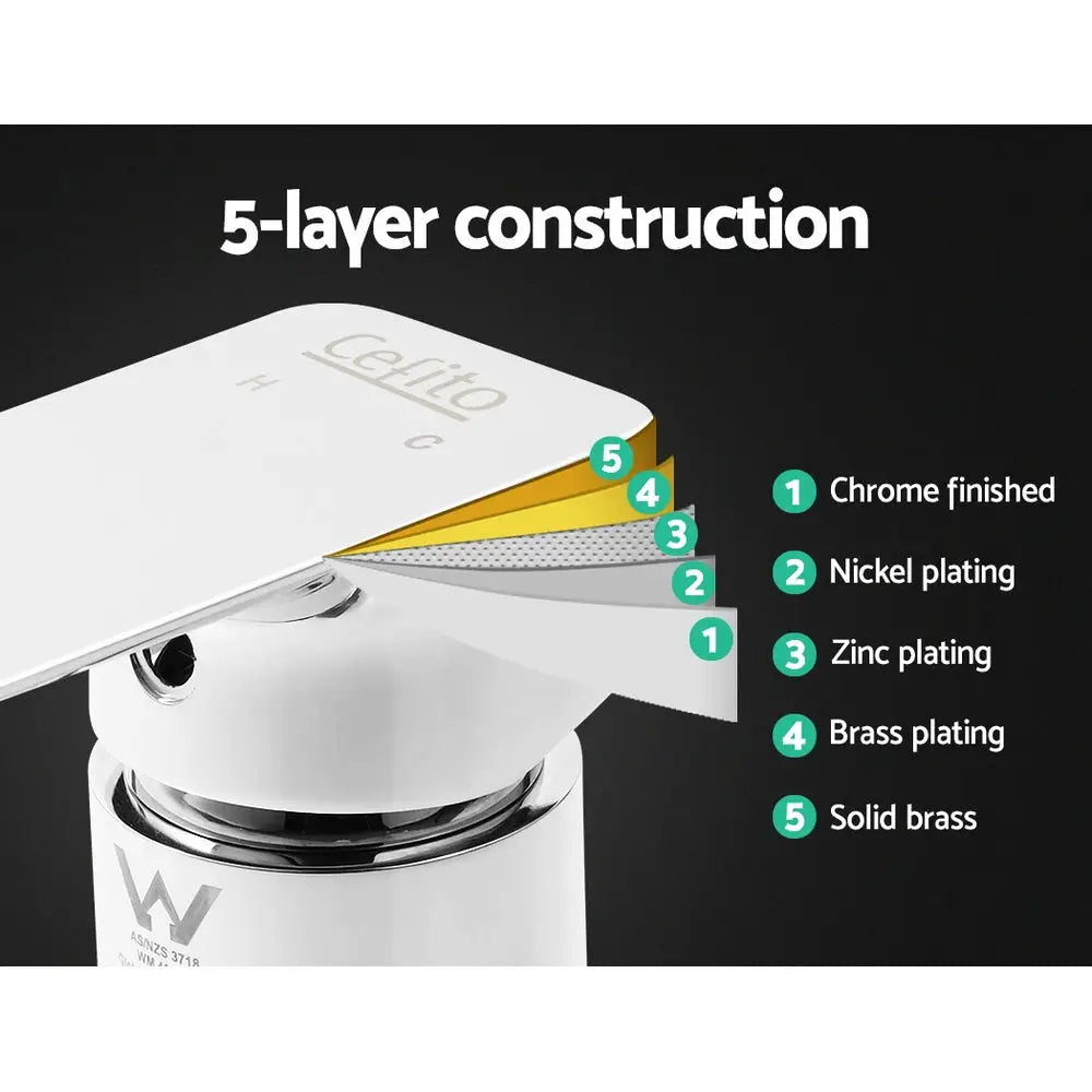 Cefito Shower Mixer Tap Wall Bath Taps Brass Hot Cold Basin Bathroom Chrome - Home & Garden > Bathroom Accessories >