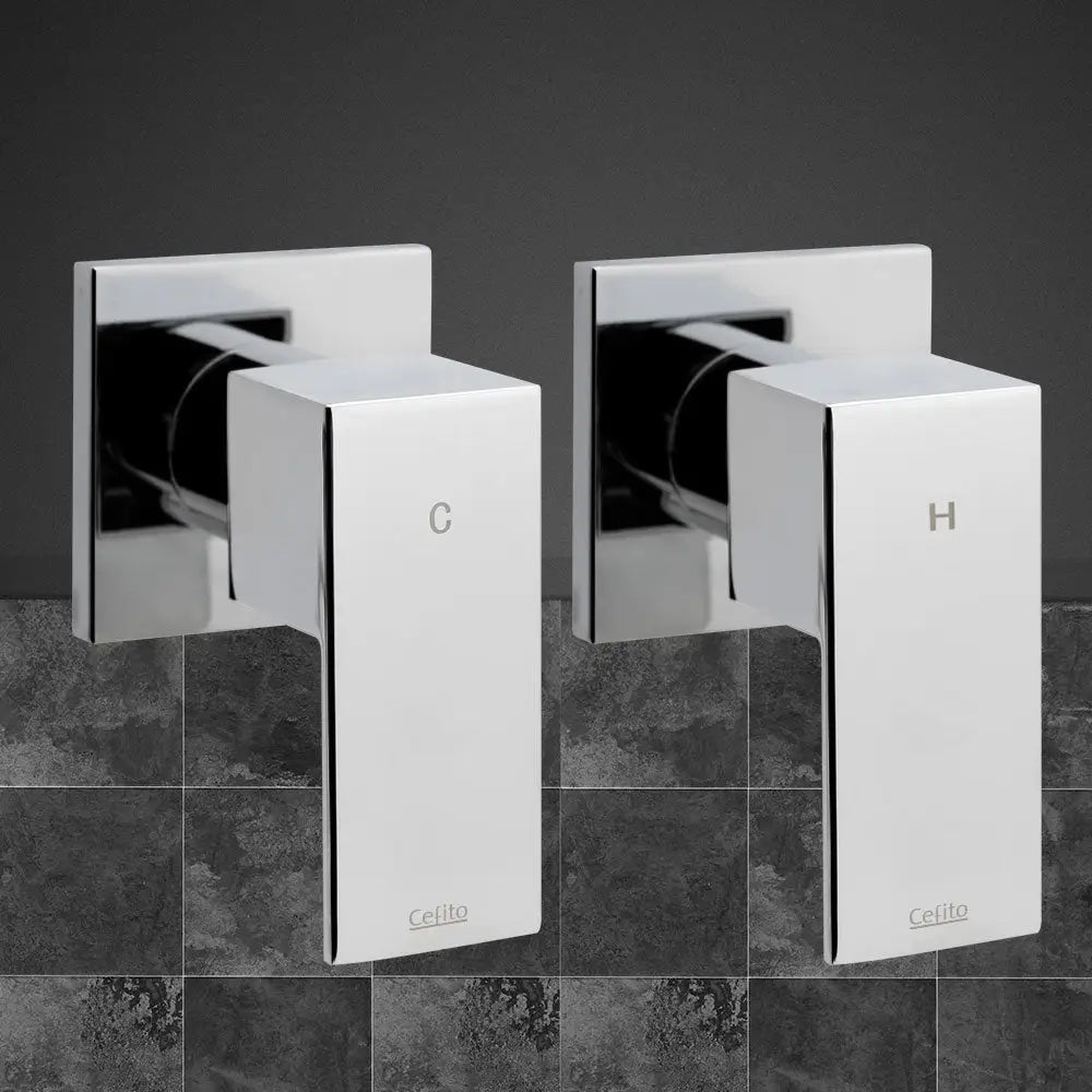 Cefito Shower Twins Tap Wall Bath Taps Brass Hot Cold Basin Bathroom Chrome - Home & Garden > Bathroom Accessories >