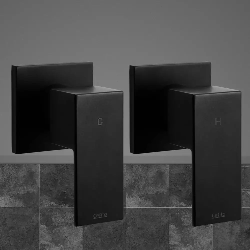 Cefito Shower Twins Tap Wall Bath Taps Brass Hot Cold Basin Bathroom Black - Home & Garden > Bathroom Accessories >