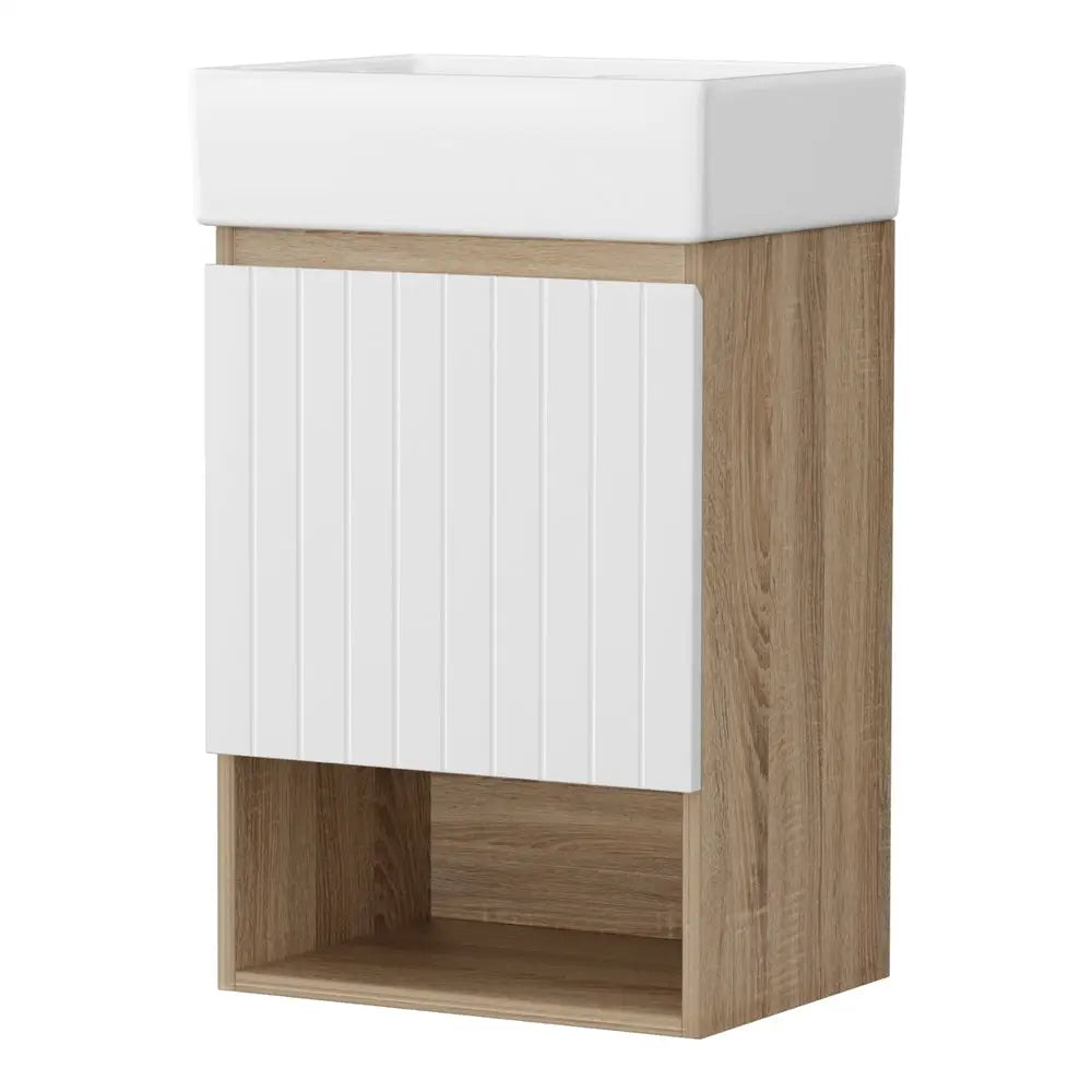 Cefito Vanity Unit 445mm Basin Bathroom Cabinet Storage Wall Hung Sink White - Furniture > Bathroom > Bathroom Cabinets
