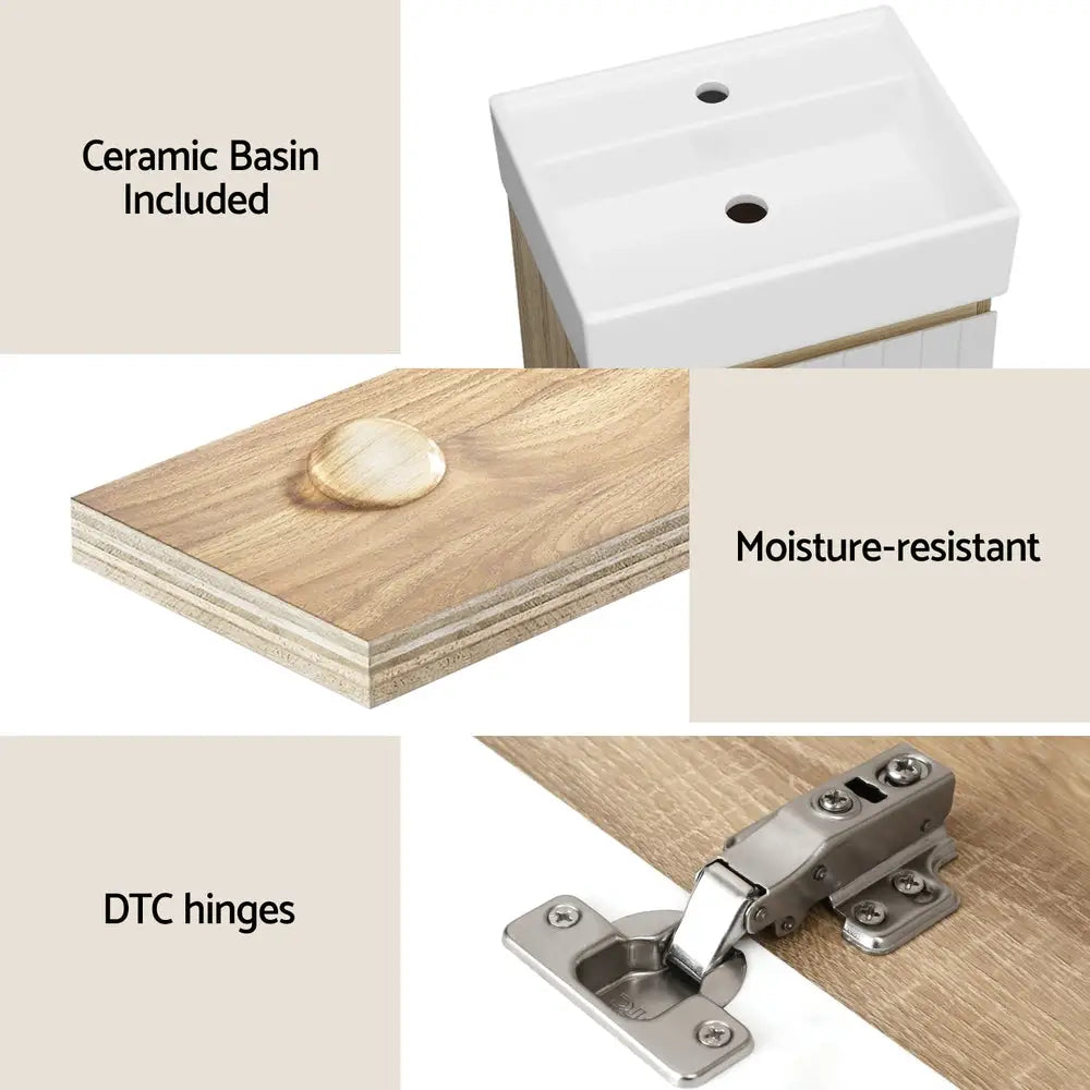 Cefito Vanity Unit 445mm Basin Bathroom Cabinet Storage Wall Hung Sink White - Furniture > Bathroom > Bathroom Cabinets