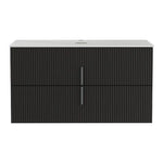 Cefito Vanity Unit 900mm Bathroom Cabinet Storage Wall Hung Black Timber Front - Furniture > Bathroom > Bathroom