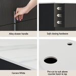 Cefito Vanity Unit 900mm Bathroom Cabinet Storage Wall Hung Black Timber Front - Furniture > Bathroom > Bathroom