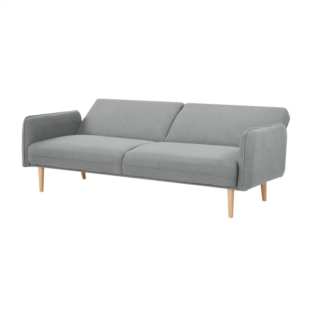 Celia 3 Seater Sofa Queen Bed Fabric Uplholstered Lounge Couch - Light Grey - Furniture > Sofas