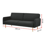 Celia 3 Seater Sofa Queen Bed Fabric Uplholstered Lounge Couch - Charcoal - Furniture > Sofas