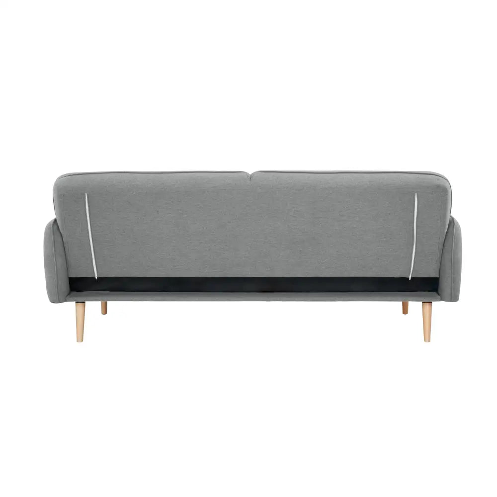 Celia 3 Seater Sofa Queen Bed Fabric Uplholstered Lounge Couch - Light Grey - Furniture > Sofas