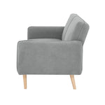 Celia 3 Seater Sofa Queen Bed Fabric Uplholstered Lounge Couch - Light Grey - Furniture > Sofas