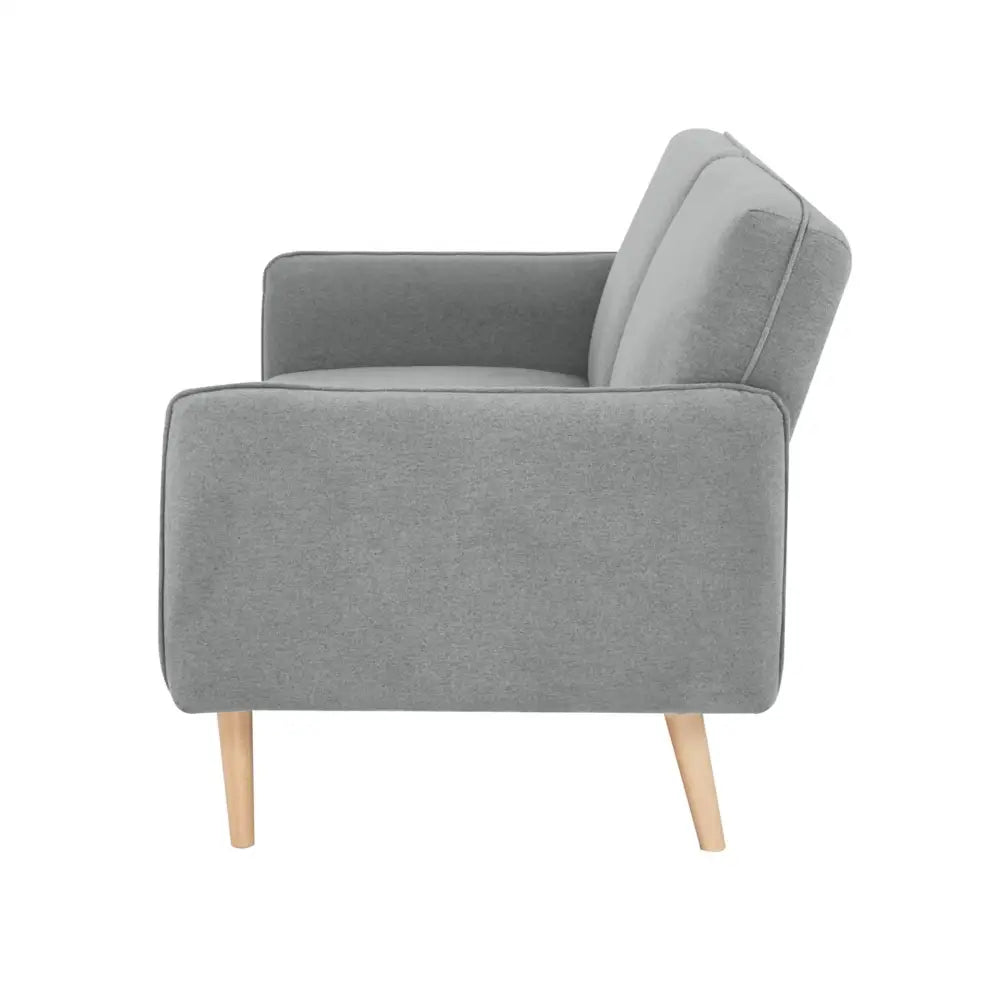 Celia 3 Seater Sofa Queen Bed Fabric Uplholstered Lounge Couch - Light Grey - Furniture > Sofas