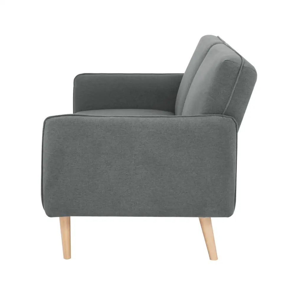 Celia 3 Seater Sofa Queen Bed Fabric Uplholstered Lounge Couch - Mid Grey - Furniture > Sofas