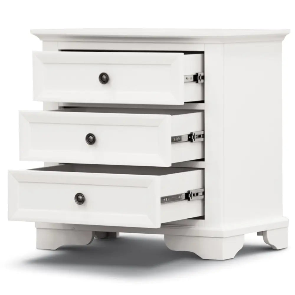 Celosia Bedside Table 3 Drawers Storage Cabinet Nightstand End Tables - White - Furniture > Bedroom