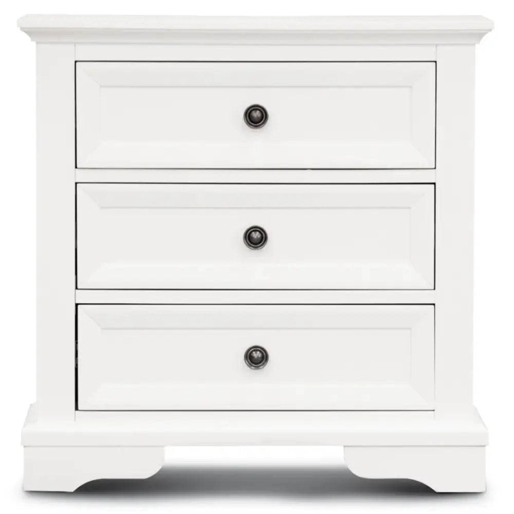 Celosia Bedside Table 3 Drawers Storage Cabinet Nightstand End Tables - White - Furniture > Bedroom