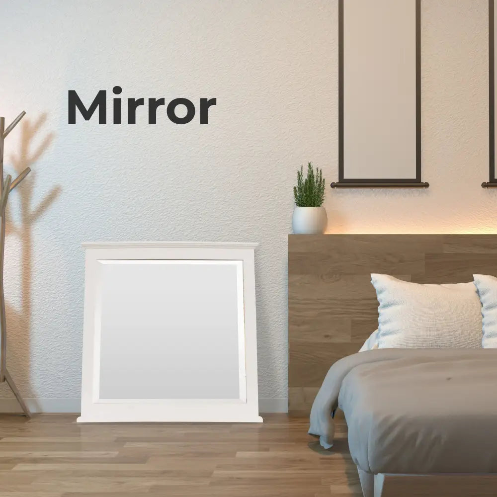 Celosia Dresser Mirror Dressing Table Acacia Wood Timber Frame - White - Furniture > Living Room
