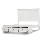 Celosia Queen Size Bed Frame Timber Mattress Base With Storage Drawers - White - Furniture > Bedroom