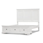 Celosia Queen Size Bed Frame Timber Mattress Base With Storage Drawers - White - Furniture > Bedroom
