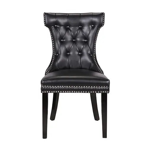 Century 2X Dining Chair Black Pu Wooden Legs - Furniture > Dining