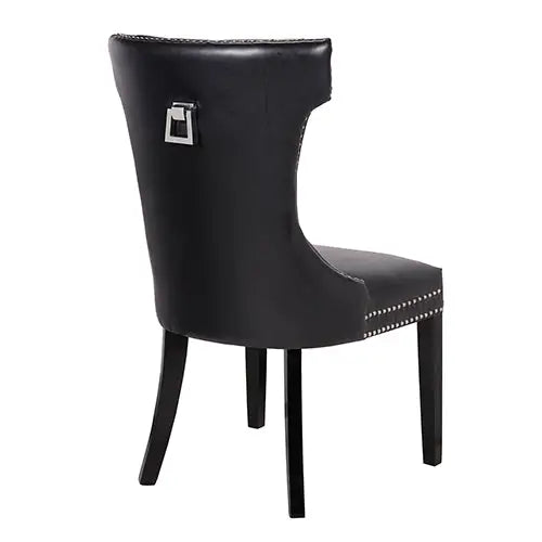 Century 2X Dining Chair Black Pu Wooden Legs - Furniture > Dining
