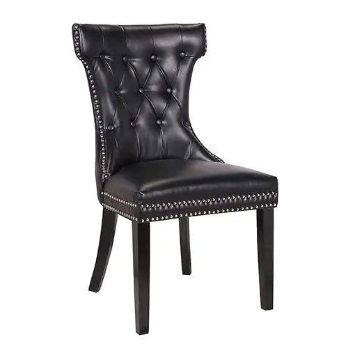 Century 2X Dining Chair Black Pu Wooden Legs - Furniture > Dining