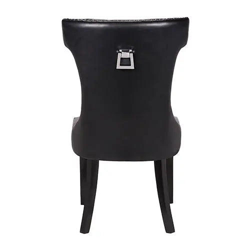 Century 2X Dining Chair Black Pu Wooden Legs - Furniture > Dining