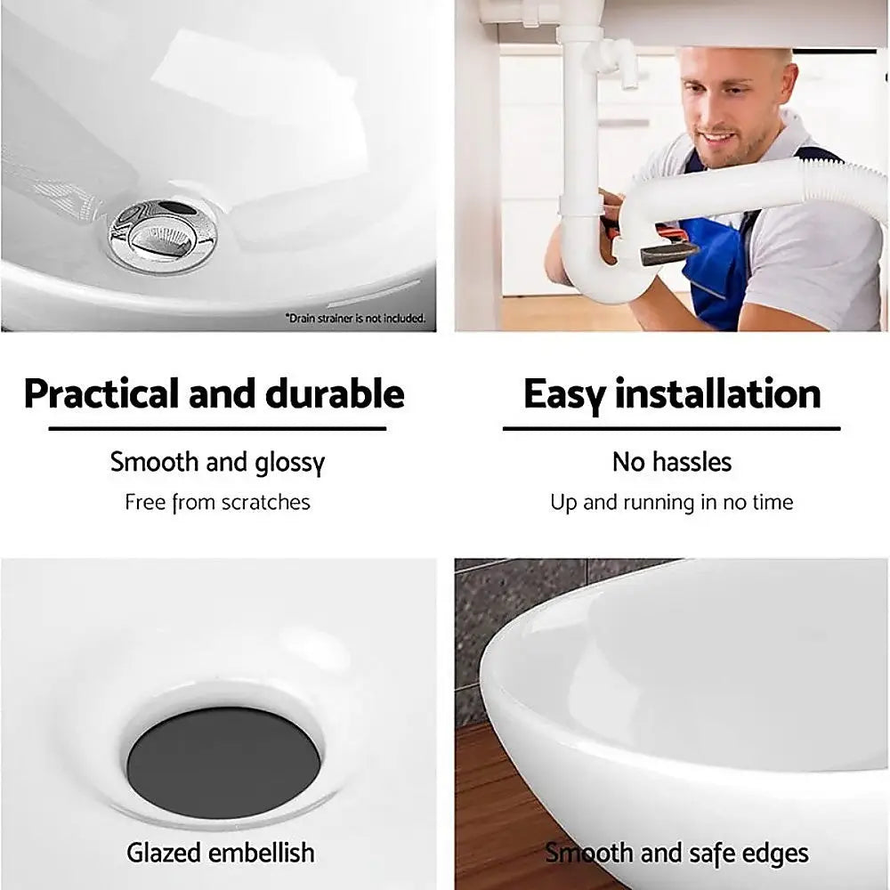 Ceramic Bathroom Basin Vanity Sink Oval Above Counter Top Mount Bowl - Furniture > Bathroom > Sinks