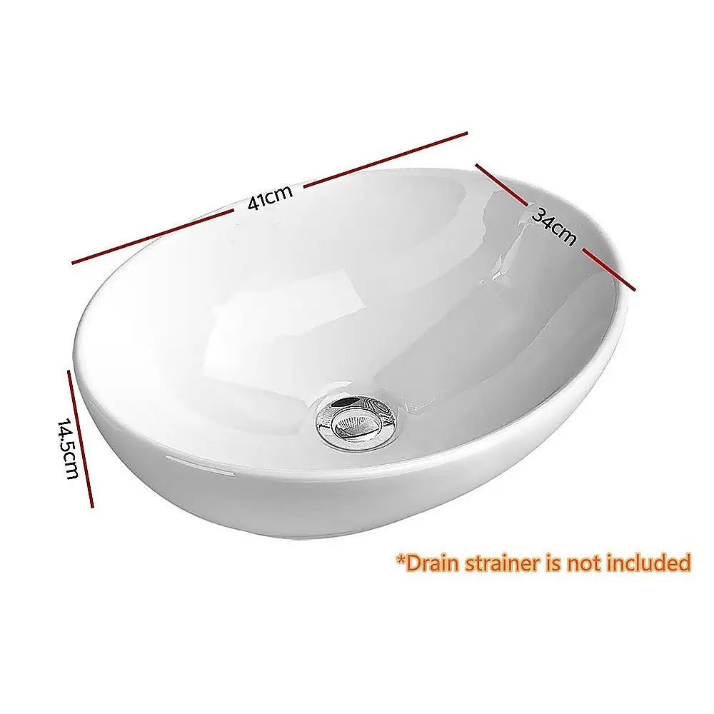 Ceramic Bathroom Basin Vanity Sink Oval Above Counter Top Mount Bowl - Furniture > Bathroom > Sinks