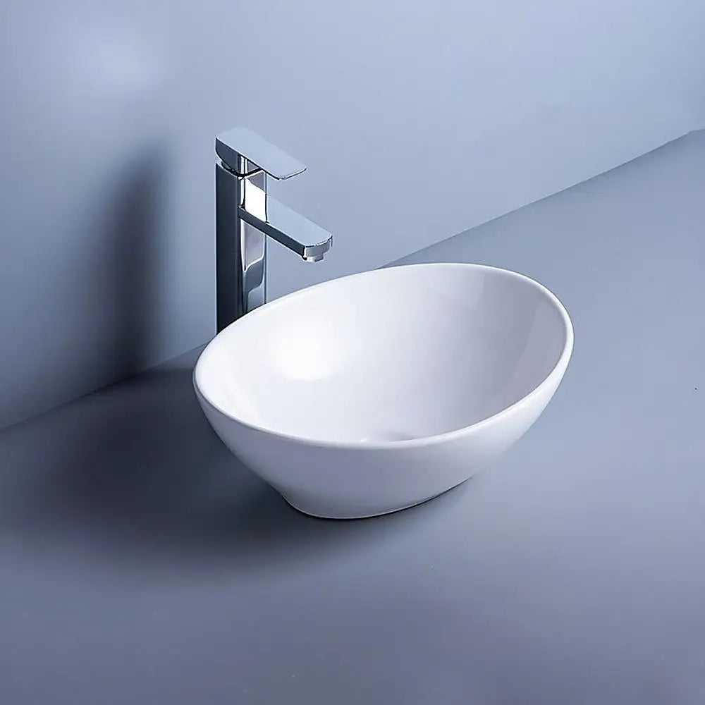 Ceramic Bathroom Basin Vanity Sink Oval Above Counter Top Mount Bowl - Furniture > Bathroom > Sinks
