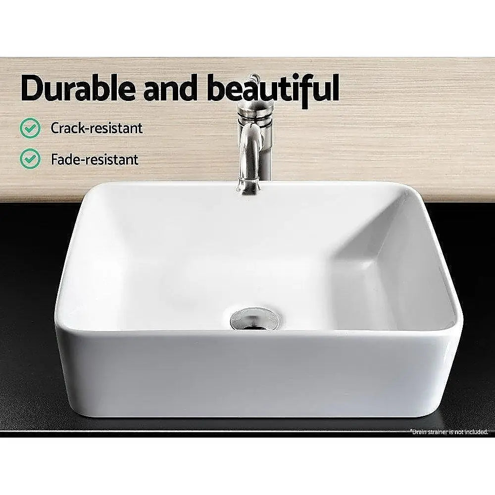 Ceramic Bathroom Basin Vanity Sink Square Above Counter Top Mount Bowl - Furniture > Bathroom > Sinks
